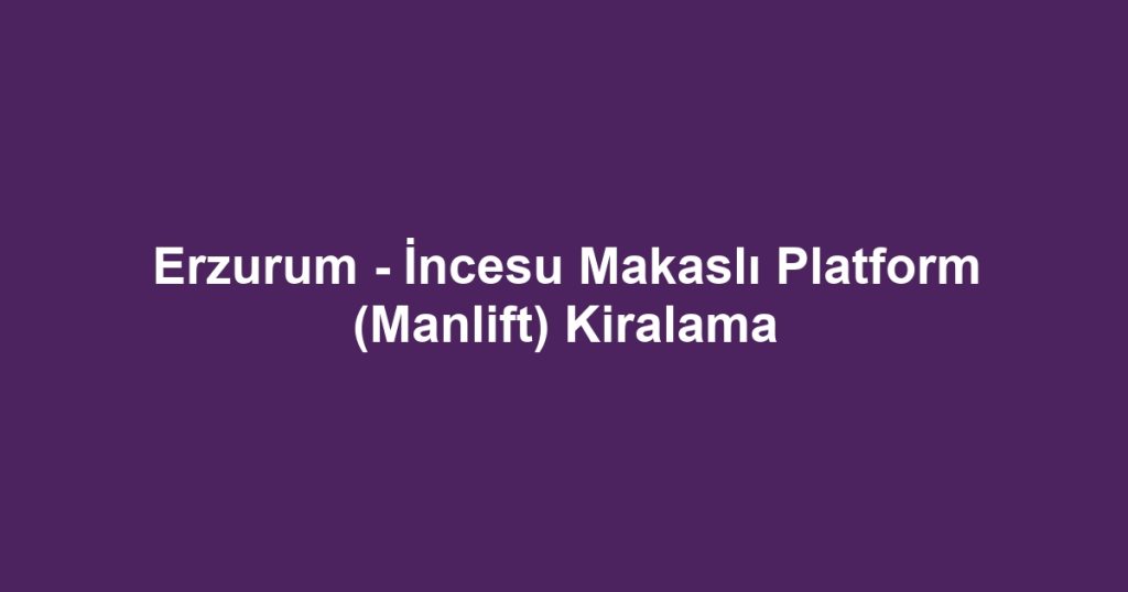 Erzurum - İncesu Makaslı Platform (Manlift) Kiralama