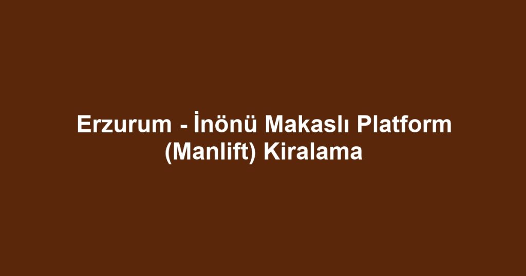 Erzurum - İnönü Makaslı Platform (Manlift) Kiralama