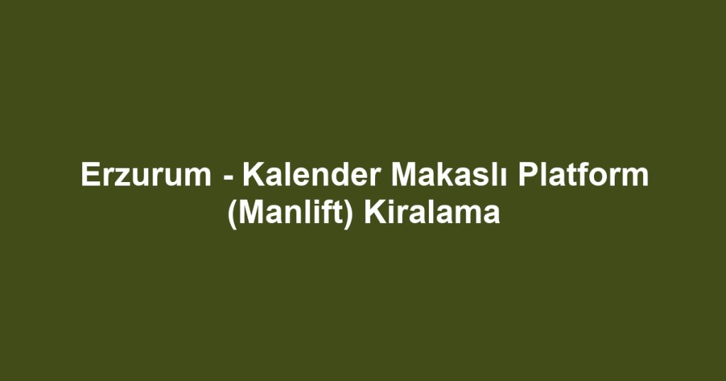 Erzurum - Kalender Makaslı Platform (Manlift) Kiralama