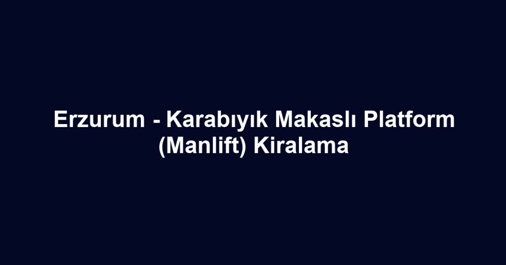 Erzurum - Karabıyık Makaslı Platform (Manlift) Kiralama