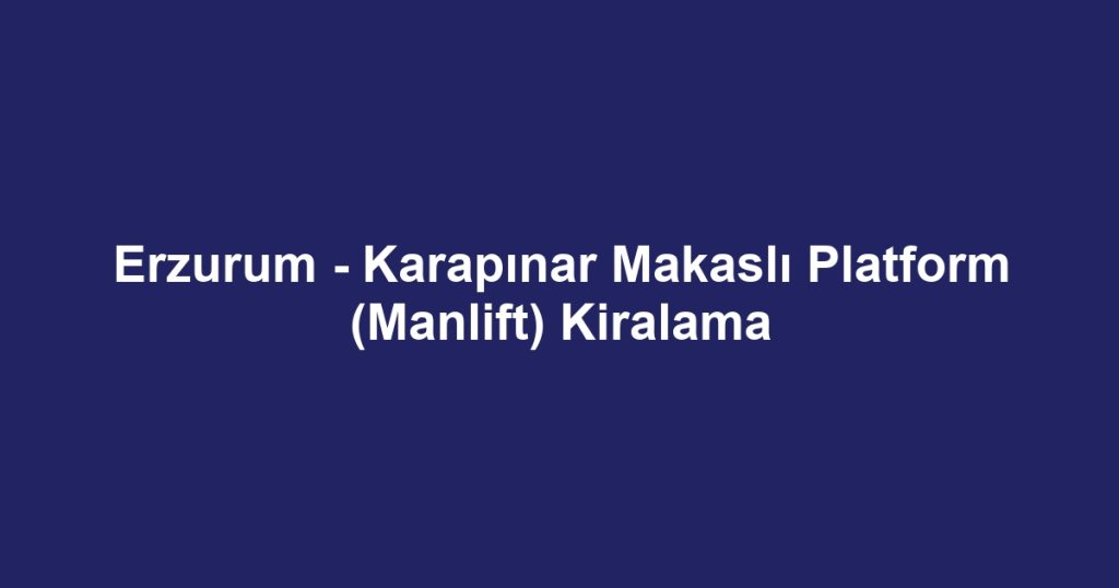 Erzurum - Karapınar Makaslı Platform (Manlift) Kiralama