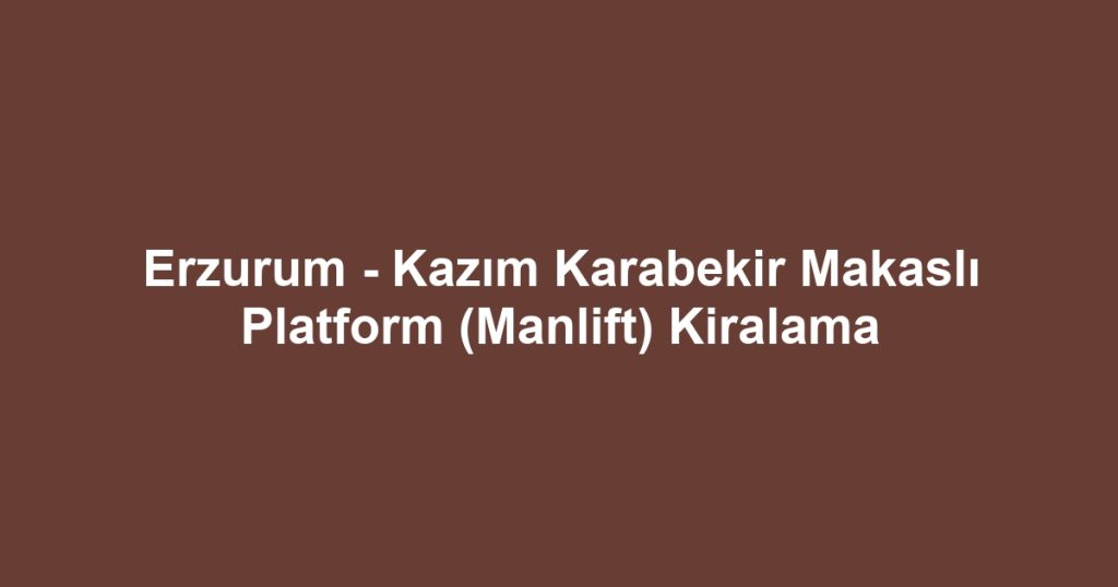 Erzurum - Kazım Karabekir Makaslı Platform (Manlift) Kiralama