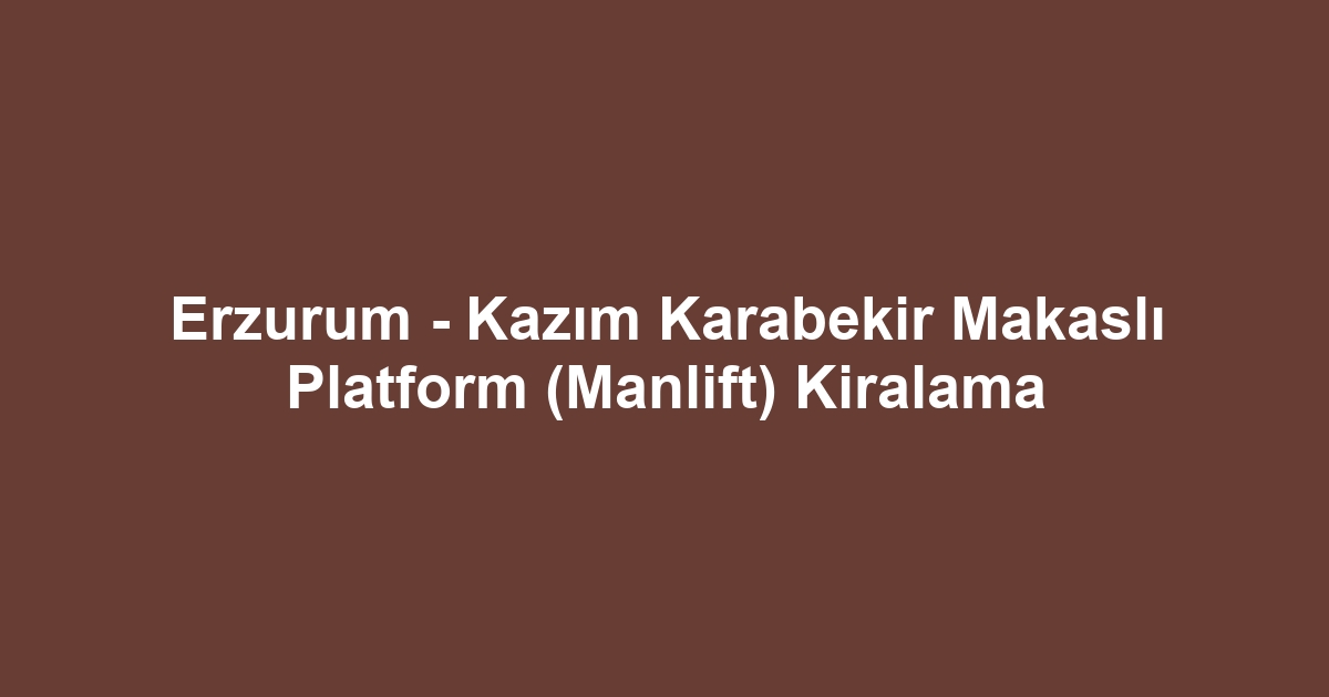 Erzurum - Kazım Karabekir Makaslı Platform (Manlift) Kiralama