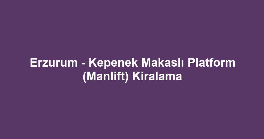 Erzurum - Kepenek Makaslı Platform (Manlift) Kiralama