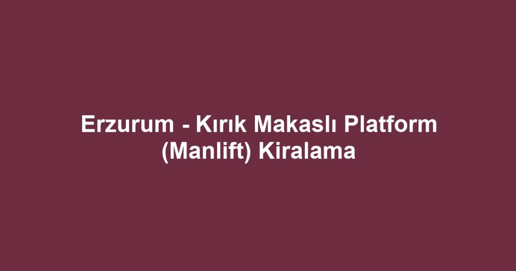 Erzurum - Kırık Makaslı Platform (Manlift) Kiralama