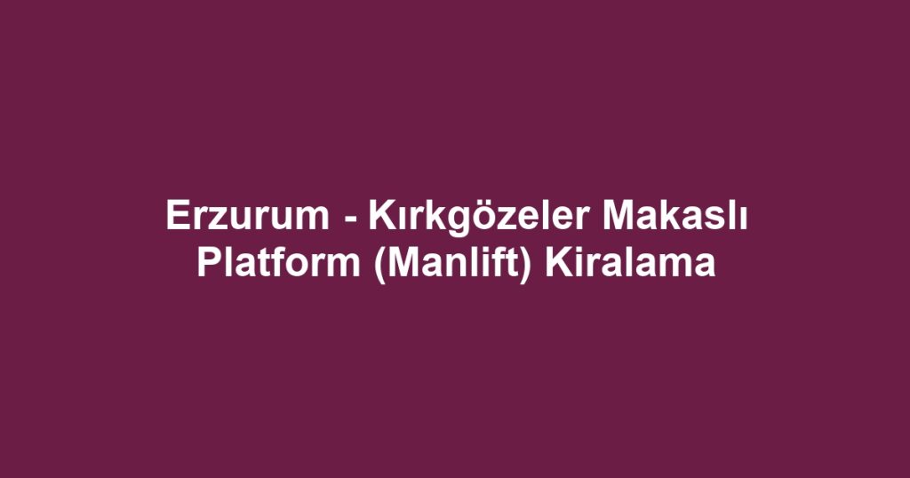 Erzurum - Kırkgözeler Makaslı Platform (Manlift) Kiralama