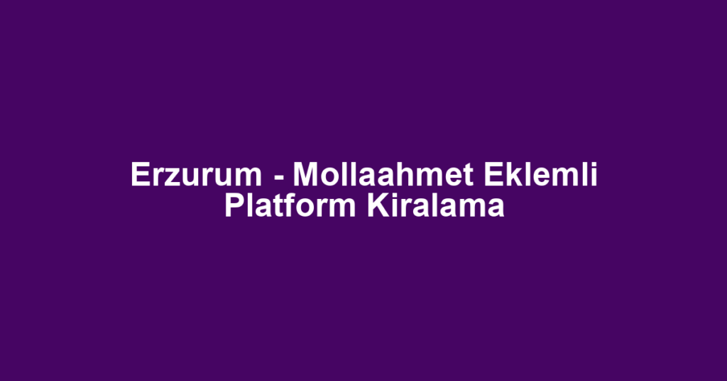 Erzurum - Mollaahmet Eklemli Platform Kiralama