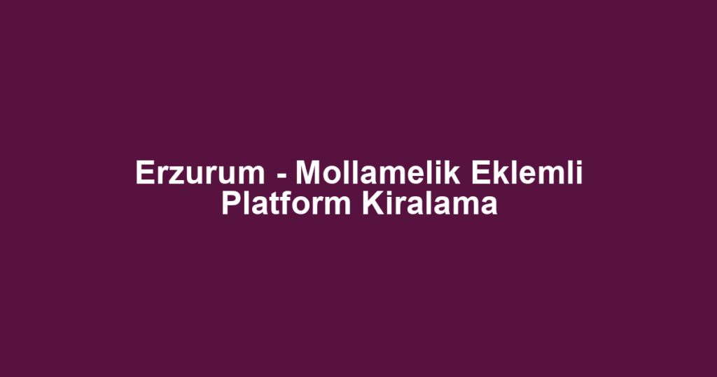 Erzurum - Mollamelik Eklemli Platform Kiralama