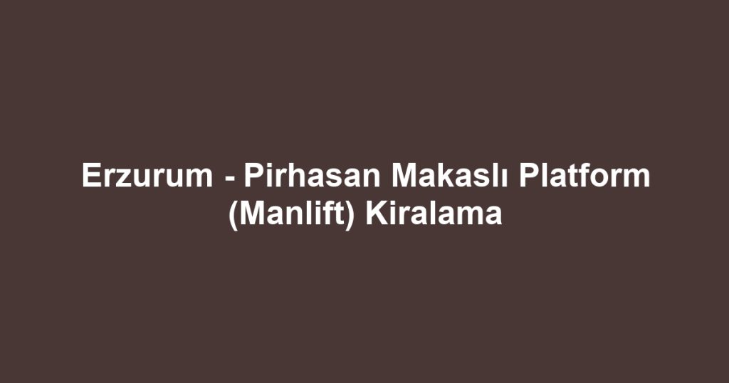 Erzurum - Pirhasan Makaslı Platform (Manlift) Kiralama