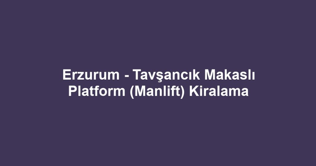 Erzurum - Tavşancık Makaslı Platform (Manlift) Kiralama