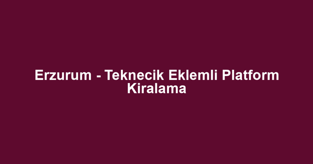 Erzurum - Teknecik Eklemli Platform Kiralama