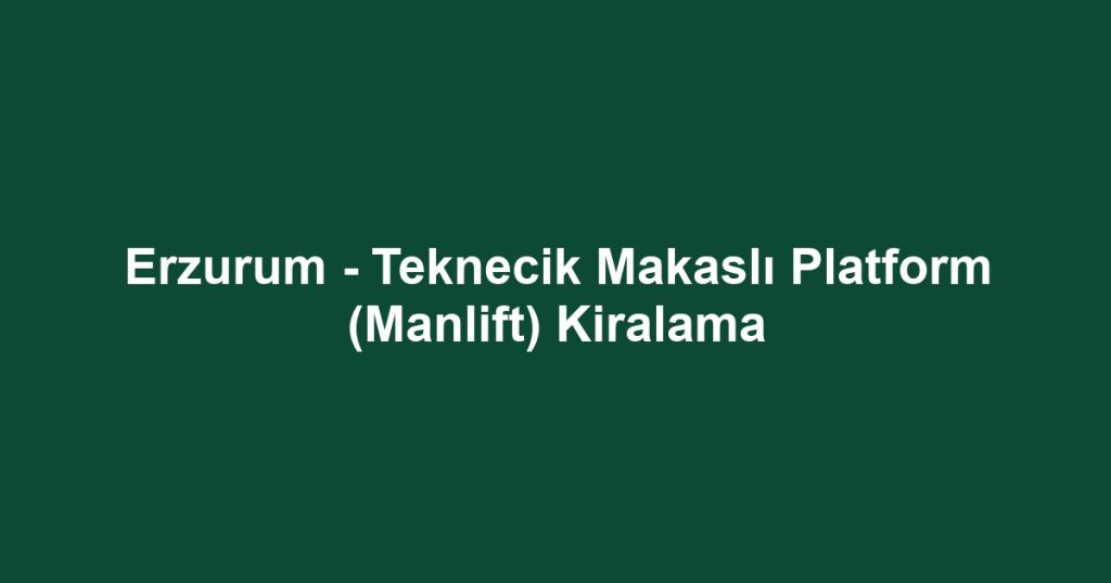 Erzurum - Teknecik Makaslı Platform (Manlift) Kiralama