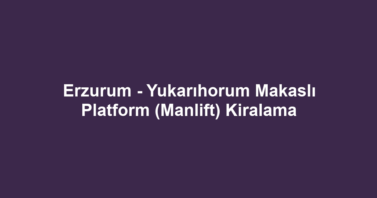 Erzurum - Yukarıhorum Makaslı Platform (Manlift) Kiralama