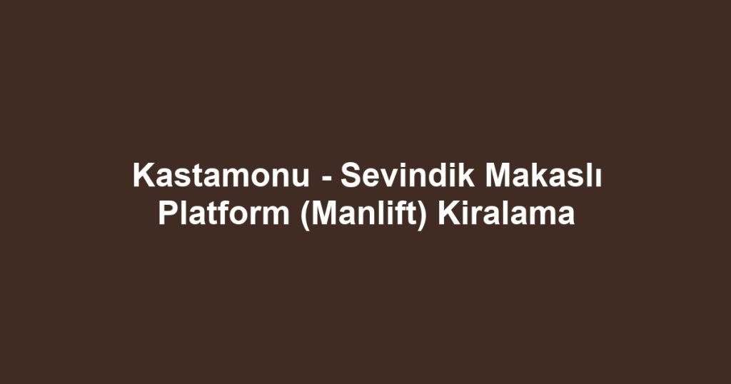 Kastamonu - Sevindik Makaslı Platform (Manlift) Kiralama