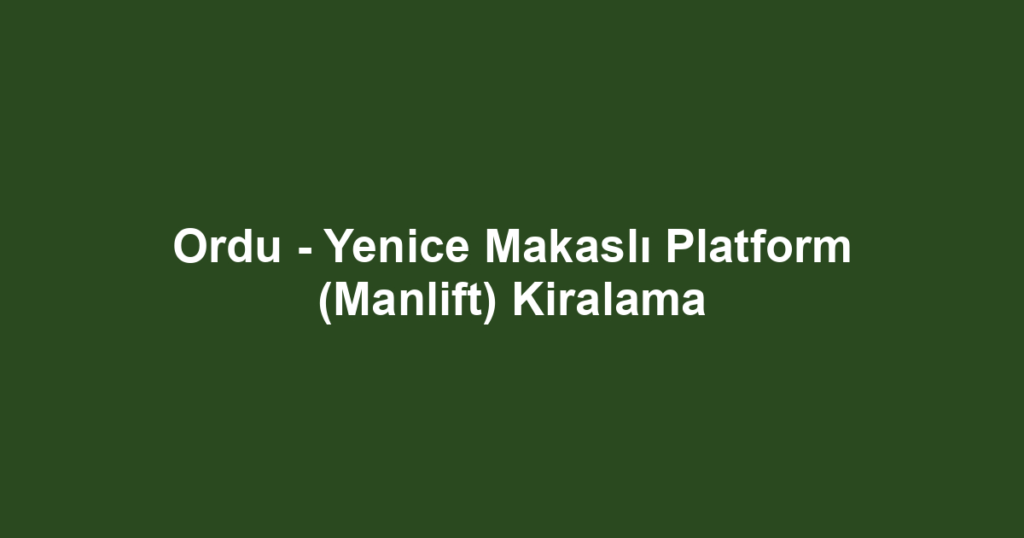 Ordu - Yenice Makaslı Platform (Manlift) Kiralama