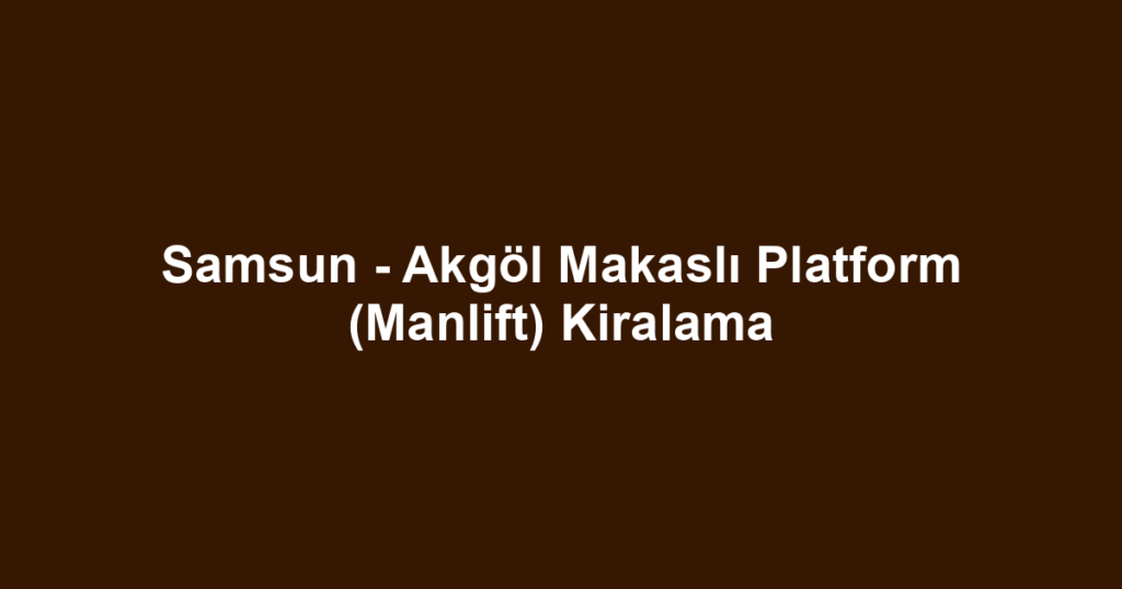 Samsun - Akgöl Makaslı Platform (Manlift) Kiralama