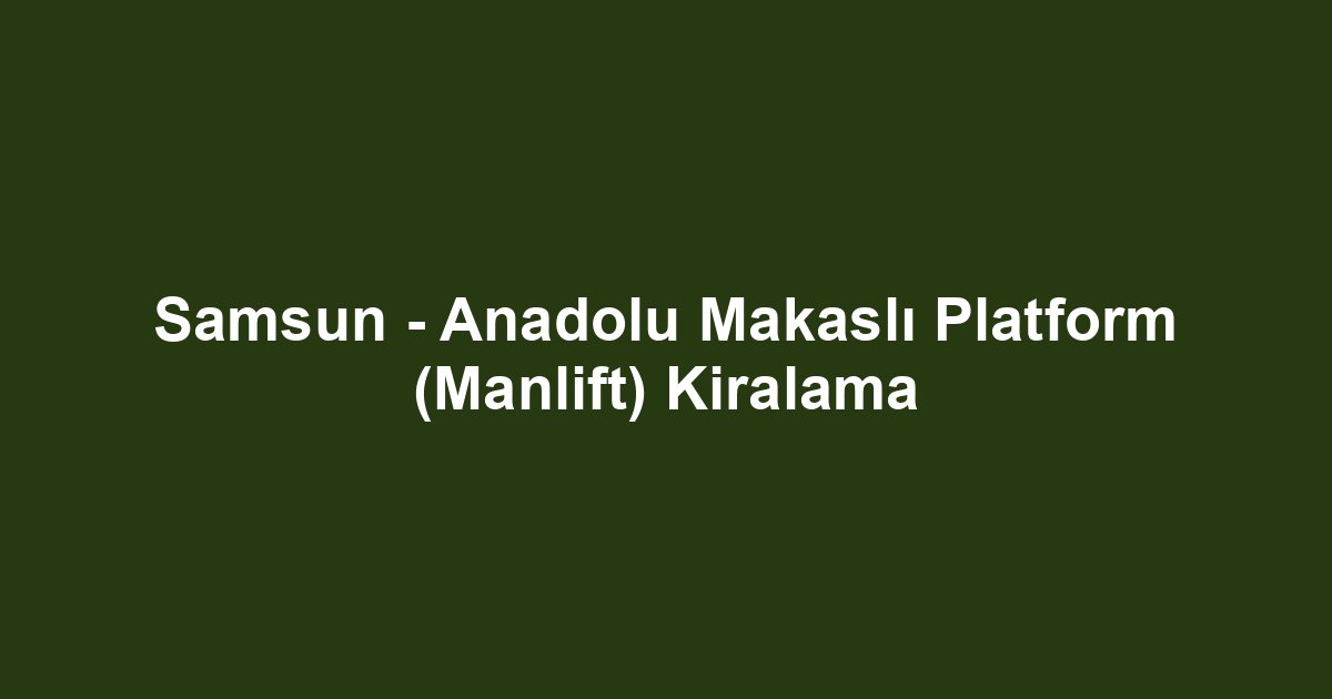 Samsun - Anadolu Makaslı Platform (Manlift) Kiralama