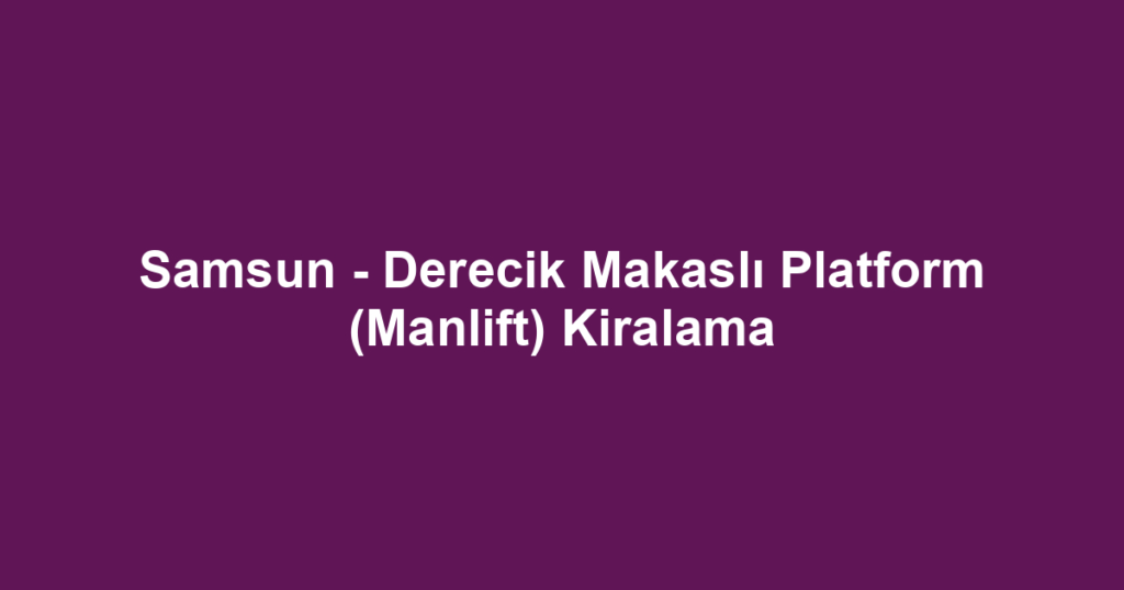 Samsun - Derecik Makaslı Platform (Manlift) Kiralama