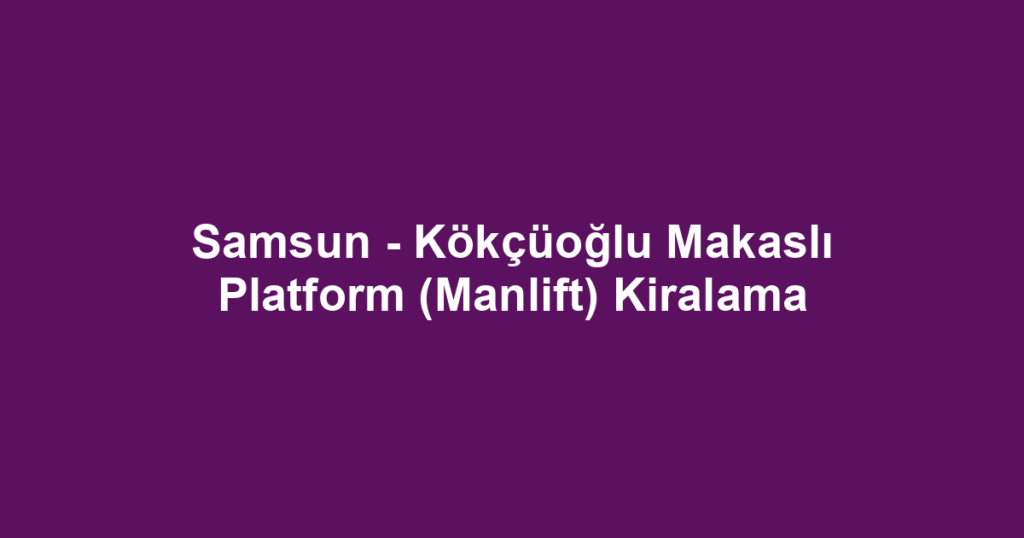 Samsun - Kökçüoğlu Makaslı Platform (Manlift) Kiralama