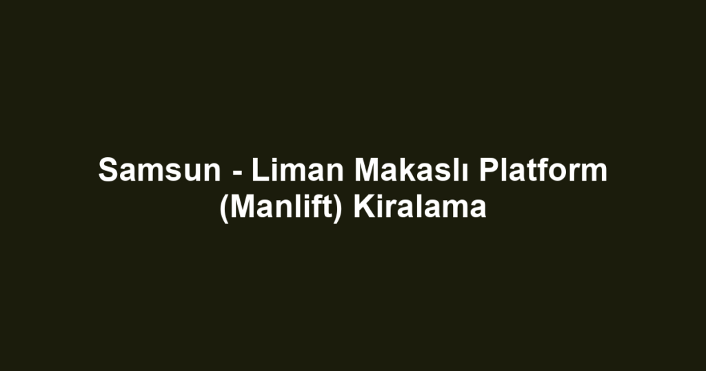 Samsun - Liman Makaslı Platform (Manlift) Kiralama