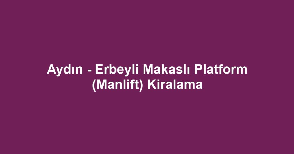 Aydın - Erbeyli Makaslı Platform (Manlift) Kiralama