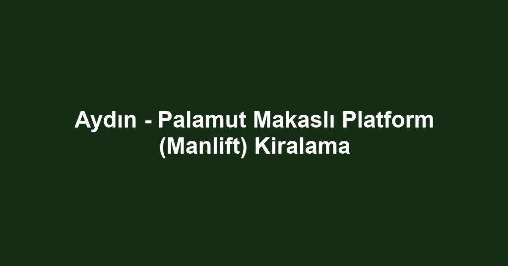 Aydın - Palamut Makaslı Platform (Manlift) Kiralama