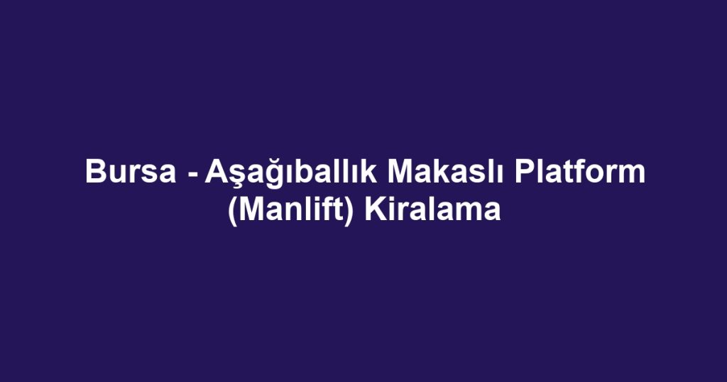 Bursa - Aşağıballık Makaslı Platform (Manlift) Kiralama