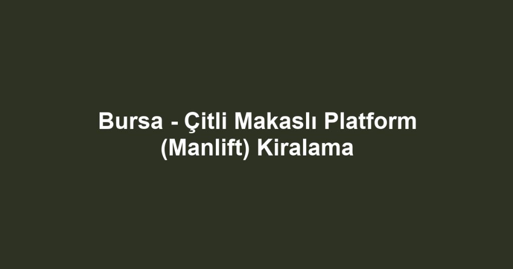 Bursa - Çitli Makaslı Platform (Manlift) Kiralama