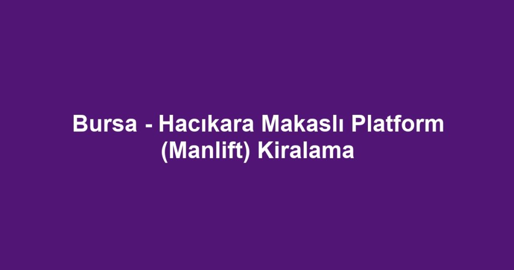Bursa - Hacıkara Makaslı Platform (Manlift) Kiralama