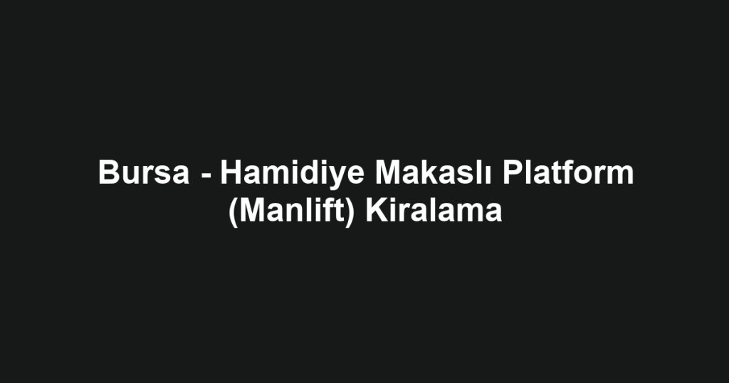 Bursa - Hamidiye Makaslı Platform (Manlift) Kiralama