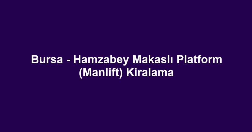 Bursa - Hamzabey Makaslı Platform (Manlift) Kiralama