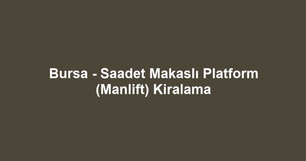 Bursa - Saadet Makaslı Platform (Manlift) Kiralama