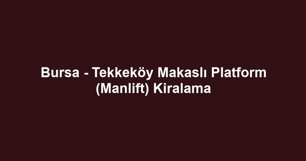 Bursa - Tekkeköy Makaslı Platform (Manlift) Kiralama