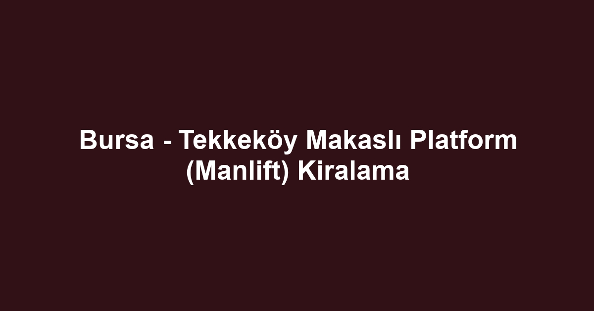 Bursa - Tekkeköy Makaslı Platform (Manlift) Kiralama