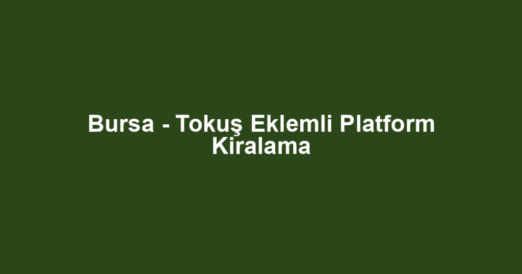 Bursa - Tokuş Eklemli Platform Kiralama