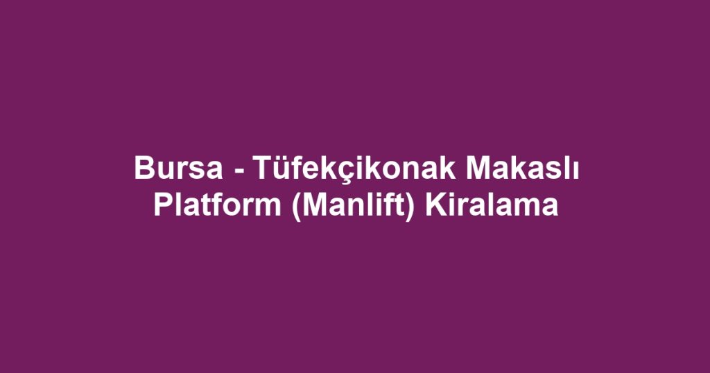 Bursa - Tüfekçikonak Makaslı Platform (Manlift) Kiralama