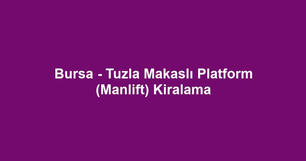 Bursa - Tuzla Makaslı Platform (Manlift) Kiralama