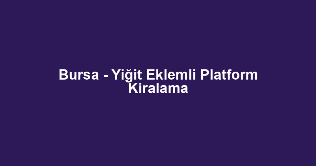 Bursa - Yiğit Eklemli Platform Kiralama