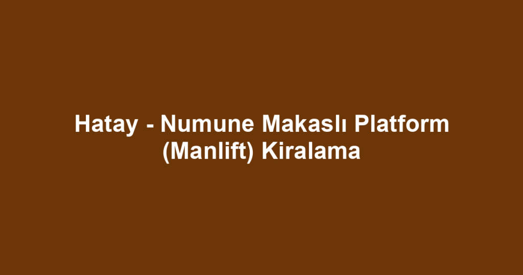 Hatay - Numune Makaslı Platform (Manlift) Kiralama