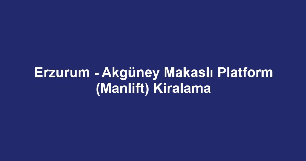 Erzurum - Akgüney Makaslı Platform (Manlift) Kiralama