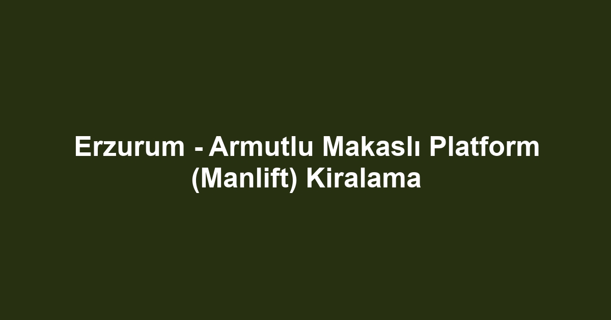 Erzurum - Armutlu Makaslı Platform (Manlift) Kiralama