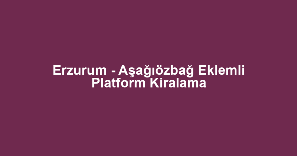 Erzurum - Aşağıözbağ Eklemli Platform Kiralama