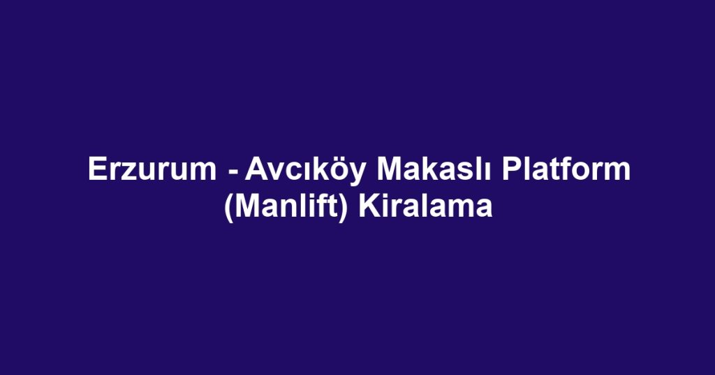 Erzurum - Avcıköy Makaslı Platform (Manlift) Kiralama