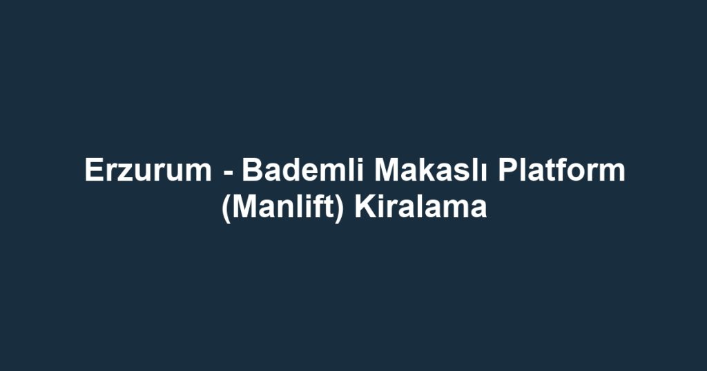 Erzurum - Bademli Makaslı Platform (Manlift) Kiralama