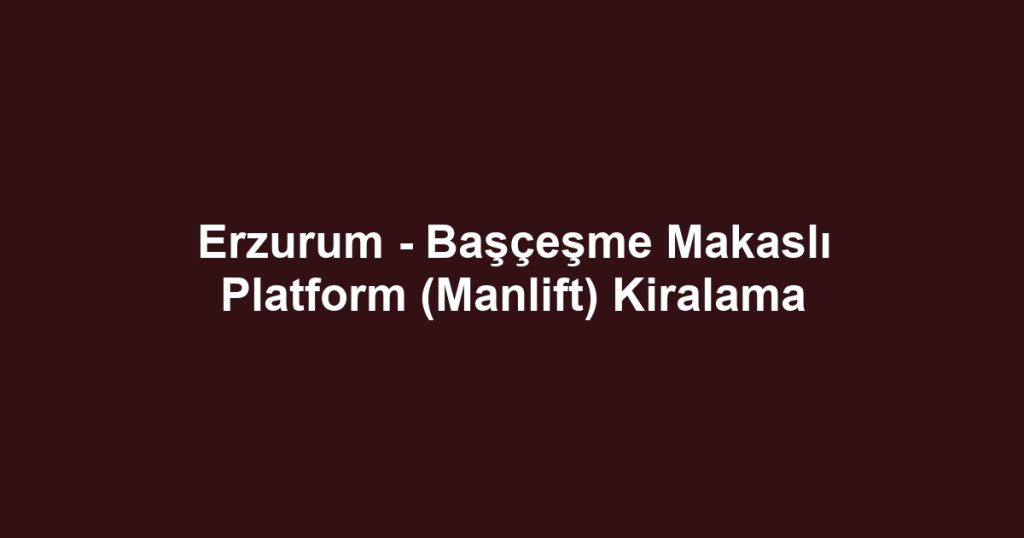 Erzurum - Başçeşme Makaslı Platform (Manlift) Kiralama