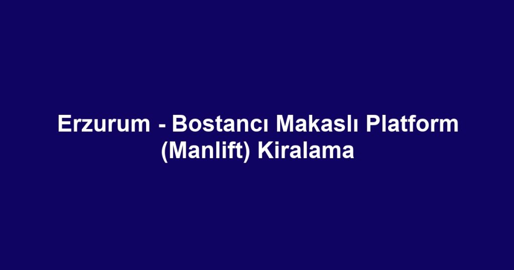 Erzurum - Bostancı Makaslı Platform (Manlift) Kiralama