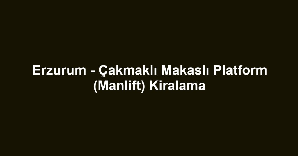 Erzurum - Çakmaklı Makaslı Platform (Manlift) Kiralama
