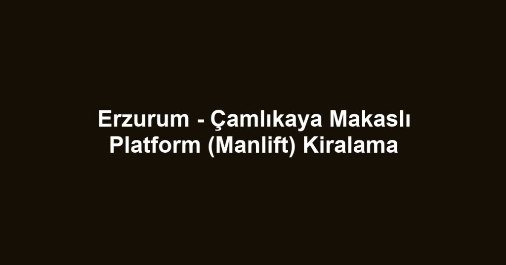 Erzurum - Çamlıkaya Makaslı Platform (Manlift) Kiralama
