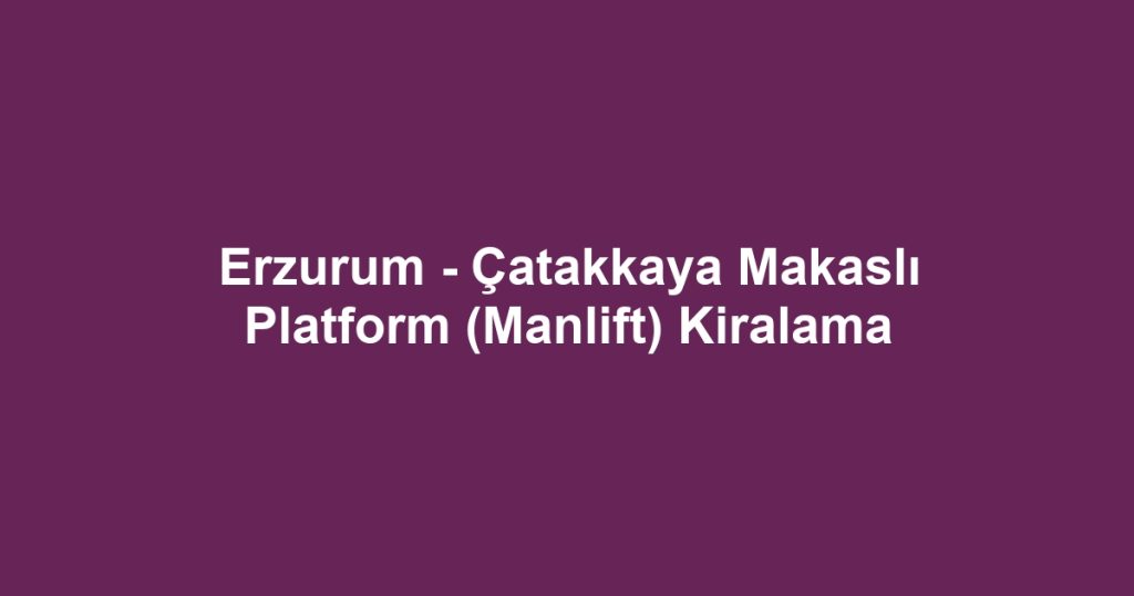 Erzurum - Çatakkaya Makaslı Platform (Manlift) Kiralama