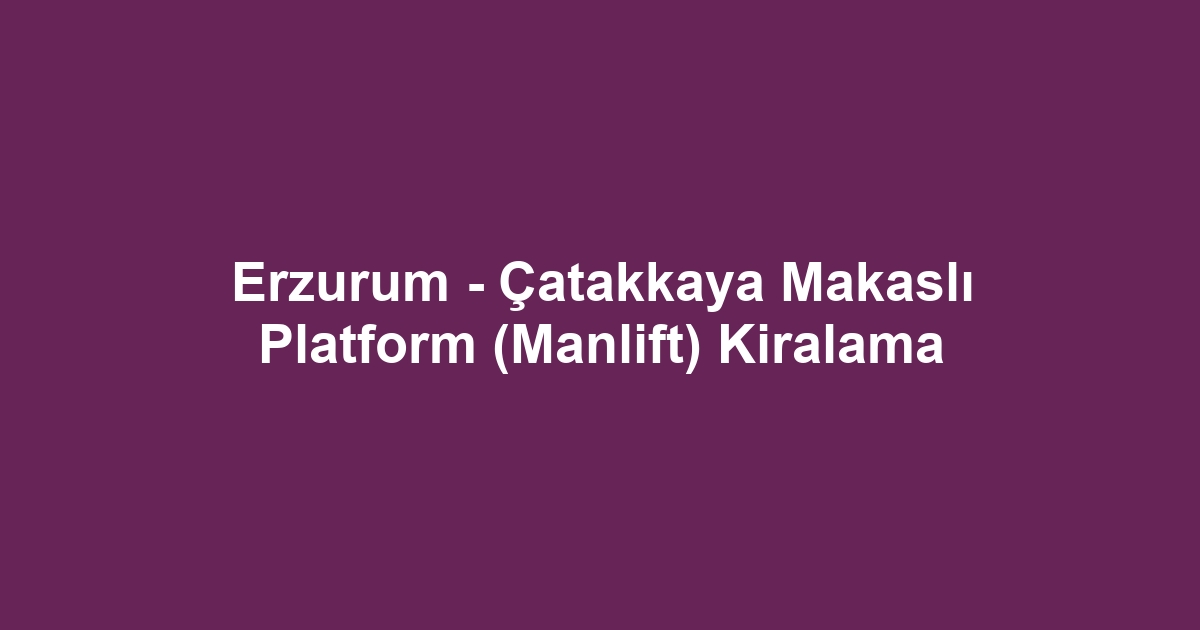 Erzurum - Çatakkaya Makaslı Platform (Manlift) Kiralama